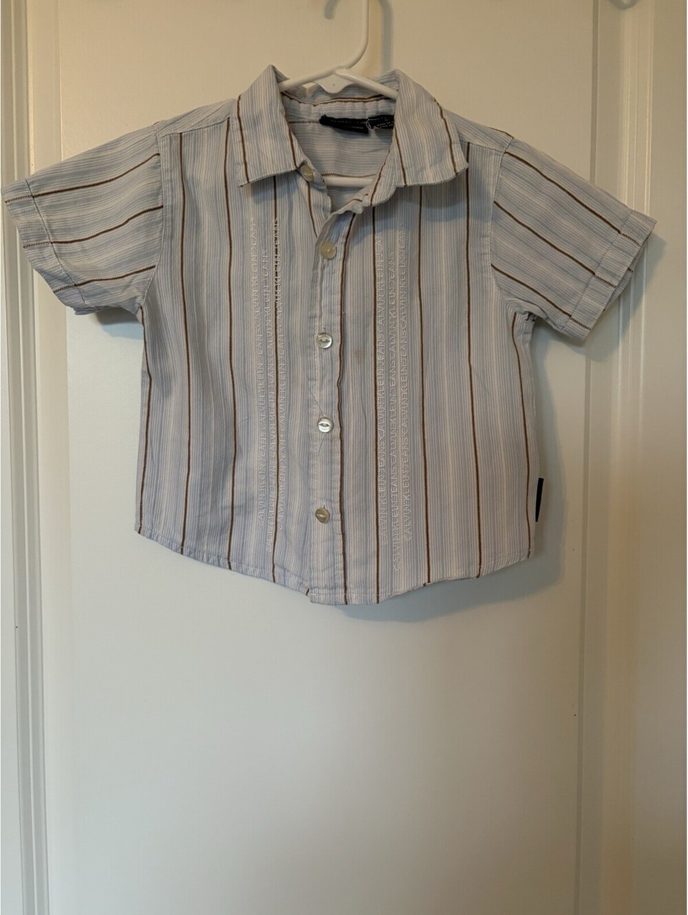 Calvin Klein Boys Short Sleeve Shirt White Size 18 Months